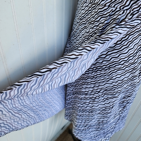 Ann Taylor Faux Wrap Dress White Black Brown V Neck Office V- Neck Stretch Sz 4P - Picture 6 of 13